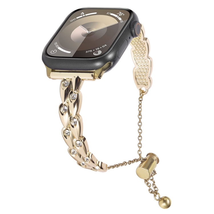 For Apple Watch Series 3 38mm Rhinestone Peacock Metal Bracelet Watch Band(Gold) - free shipping - PMC TechLife - Order now!