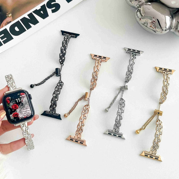 For Apple Watch 38mm Rhinestone Peacock Metal Bracelet Watch Band(Gold)