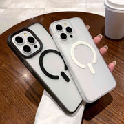For iPhone 16 Plus Dual-Side Frosted MagSafe Clear Phone Case(Black)