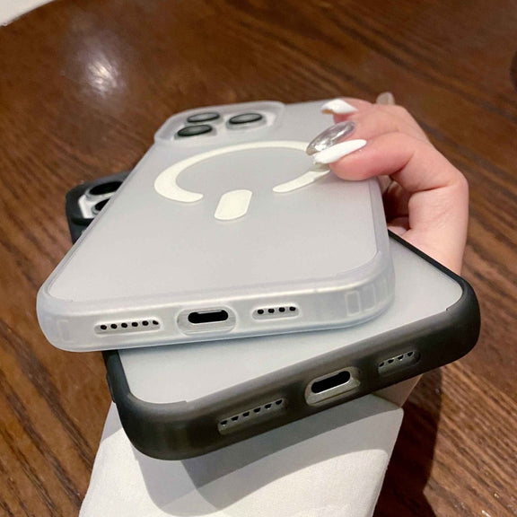 For iPhone 16 Pro Dual-Side Frosted MagSafe Clear Phone Case(White)