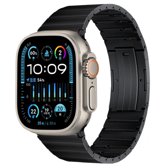 For Apple Watch Ultra 2 49mm PG65 Single Bead Bamboo Joint Spring Bars Titanium Metal Watch Band(Black)