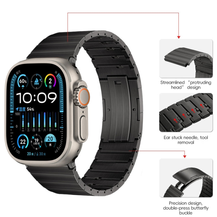 For Apple Watch Ultra 2 49mm PG65 Single Bead Bamboo Joint Spring Bars Titanium Metal Watch Band(Graphite Black)