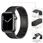For Apple Watch Series 9 41mm PG65 Single Bead Bamboo Joint Spring Bars Titanium Metal Watch Band(Graphite Black)