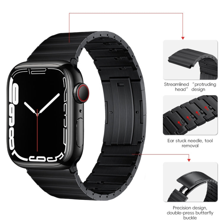 For Apple Watch Series 7 41mm PG65 Single Bead Bamboo Joint Spring Bars Titanium Metal Watch Band(Black) - free shipping - PMc TechLife - Order now!