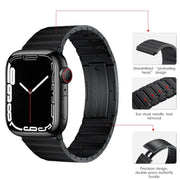 For Apple Watch Series 3 42mm PG65 Single Bead Bamboo Joint Spring Bars Titanium Metal Watch Band(Black)