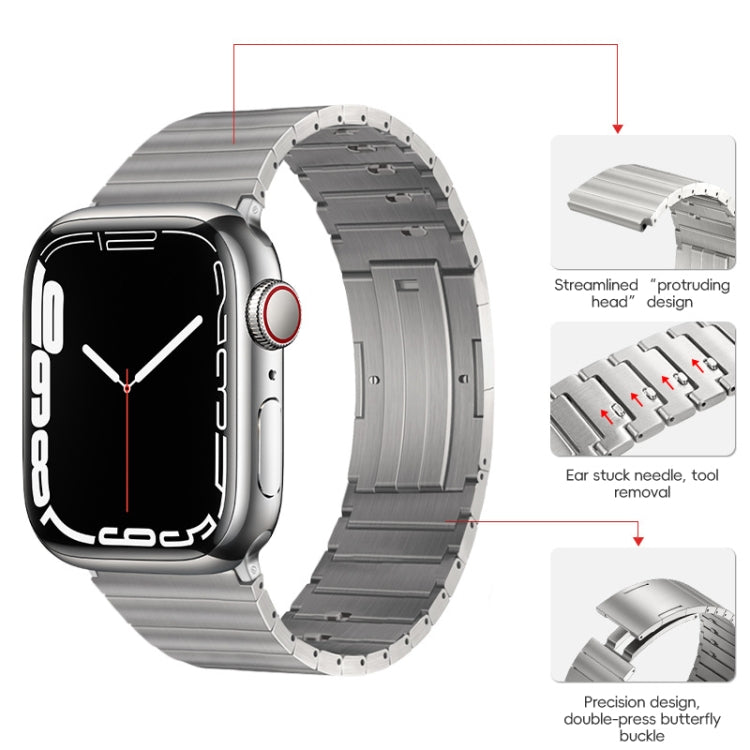 For Apple Watch Series 2 38mm PG65 Single Bead Bamboo Joint Spring Bars Titanium Metal Watch Band(Silver)