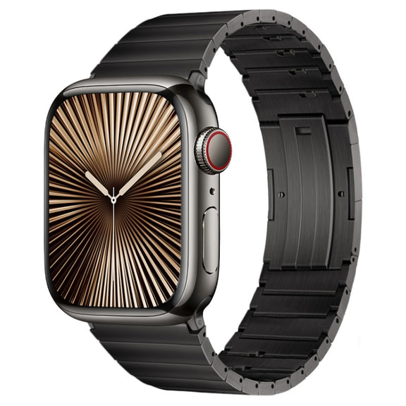 For Apple Watch Series 10 46mm PG65 Single Bead Bamboo Joint Spring Bars Titanium Metal Watch Band(Graphite Black)