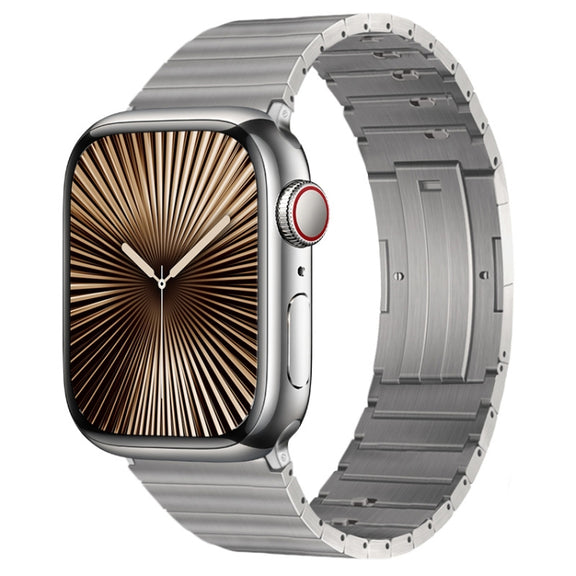 For Apple Watch Series 10 46mm PG65 Single Bead Bamboo Joint Spring Bars Titanium Metal Watch Band(Silver)