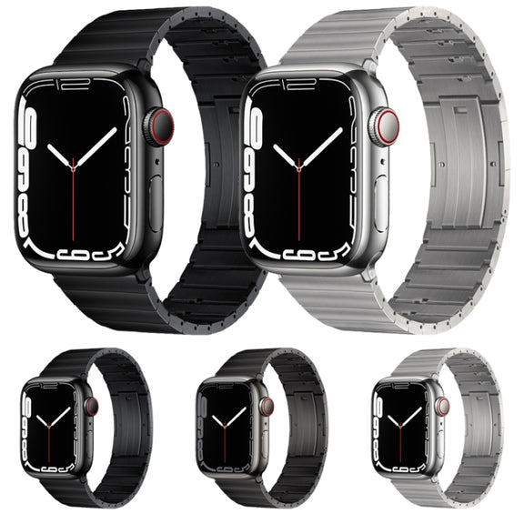 For Apple Watch Series 2 38mm PG65 Single Bead Bamboo Joint Spring Bars Titanium Metal Watch Band(Silver)