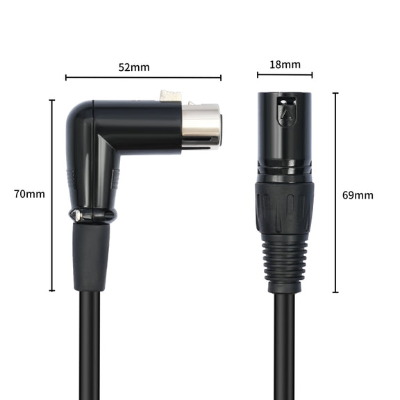 XK041L XLR 3pin Straight Male to Elbow Female Audio Cable, Length:10m(Black)