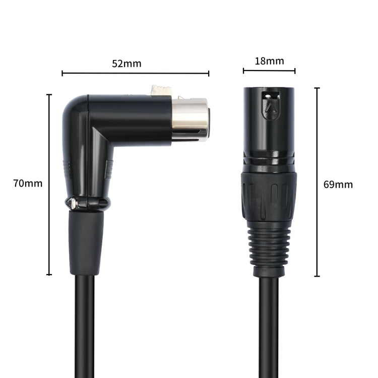 XK041L XLR 3pin Straight Male to Elbow Female Audio Cable, Length:10m(Black)
