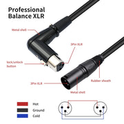 XK041L XLR 3pin Straight Male to Elbow Female Audio Cable, Length:10m(Black)