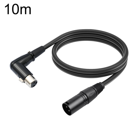 XK041L XLR 3pin Straight Male to Elbow Female Audio Cable, Length:10m(Black)