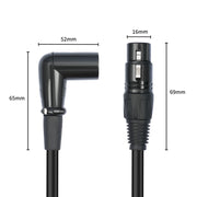 XK042L XLR 3pin Straight Female to Elbow Male Audio Cable, Length:5m(Black)