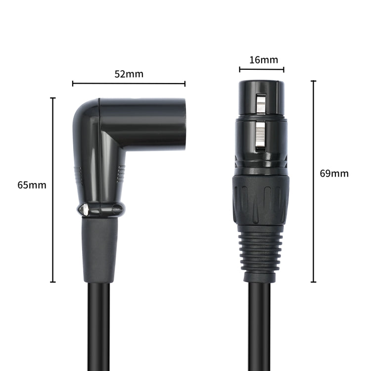 XK042L XLR 3pin Straight Female to Elbow Male Audio Cable, Length:5m(Black)