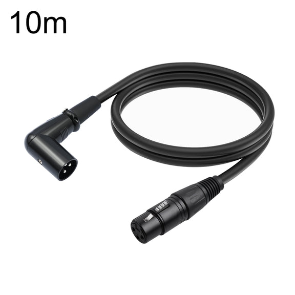 XK042L XLR 3pin Straight Female to Elbow Male Audio Cable, Length:10m(Black)
