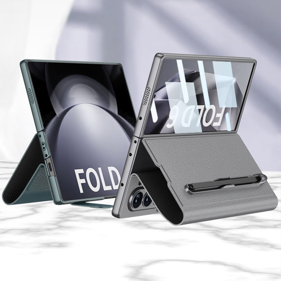 For Samsung Galaxy Z Fold6 GKK Integrated Flip Leather Case with Pen Slotm, Stylus Not Included(Black)