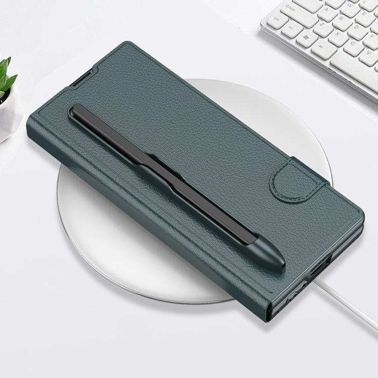 For Samsung Galaxy Z Fold6 GKK Integrated Flip Leather Case with Pen Slotm, Stylus Not Included(Black)