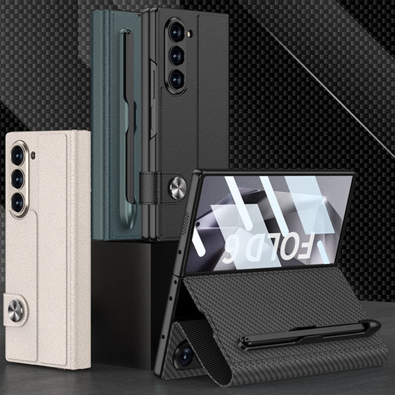 For Samsung Galaxy Z Fold6 GKK Integrated Flip Leather Case with Pen Slotm, Stylus Not Included(Silver)
