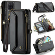 For Samsung Galaxy A12 5G CaseMe C36 Card Slots Zipper Wallet RFID Anti-theft Leather Phone Case(Black) - free shipping - PMC Jewellery - Order now!