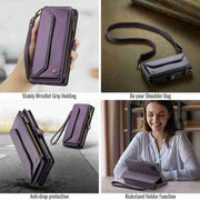 For Samsung Galaxy A12 5G CaseMe C36 Card Slots Zipper Wallet RFID Anti-theft Leather Phone Case(Purple)