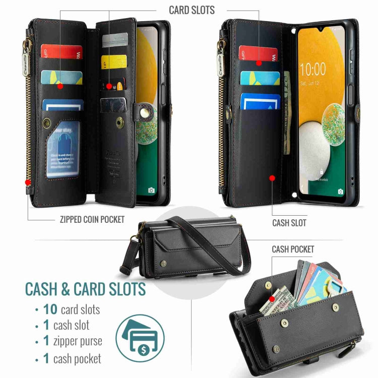 For Samsung Galaxy A13 5G / 4G CaseMe C36 Card Slots Zipper Wallet RFID Anti-theft Leather Phone Case(Black)