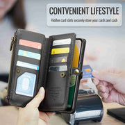 For Samsung Galaxy A13 5G / 4G CaseMe C36 Card Slots Zipper Wallet RFID Anti-theft Leather Phone Case(Black)