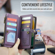For Samsung Galaxy A13 5G / 4G CaseMe C36 Card Slots Zipper Wallet RFID Anti-theft Leather Phone Case(Purple)