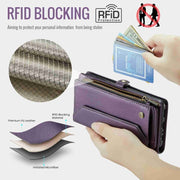For Samsung Galaxy A13 5G / 4G CaseMe C36 Card Slots Zipper Wallet RFID Anti-theft Leather Phone Case(Purple)