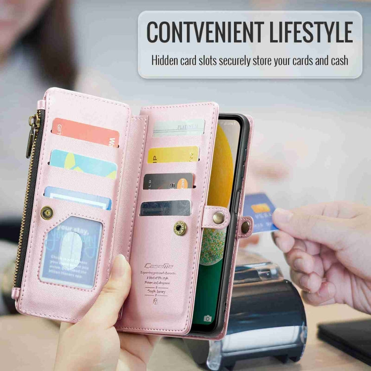 For Samsung Galaxy A13 5G / 4G CaseMe C36 Card Slots Zipper Wallet RFID Anti-theft Leather Phone Case(Pink)