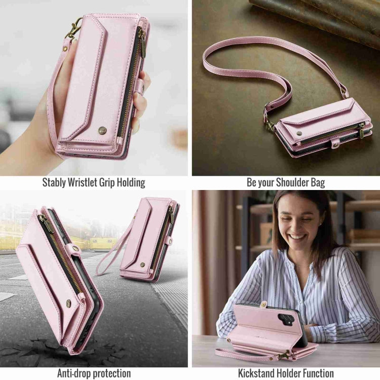 For Samsung Galaxy A13 5G / 4G CaseMe C36 Card Slots Zipper Wallet RFID Anti-theft Leather Phone Case(Pink)
