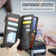 For Samsung Galaxy A14 5G / 4G CaseMe C36 Card Slots Zipper Wallet RFID Anti-theft Leather Phone Case(Black)