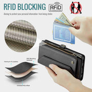 For Samsung Galaxy A14 5G / 4G CaseMe C36 Card Slots Zipper Wallet RFID Anti-theft Leather Phone Case(Black)
