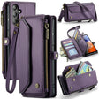 For Samsung Galaxy A14 5G / 4G CaseMe C36 Card Slots Zipper Wallet RFID Anti-theft Leather Phone Case(Purple) - free shipping - PMC Jewellery - Order now!