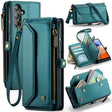 For Samsung Galaxy A14 5G / 4G CaseMe C36 Card Slots Zipper Wallet RFID Anti-theft Leather Phone Case(Blue-green) - free shipping - PMC Jewellery - Order now!