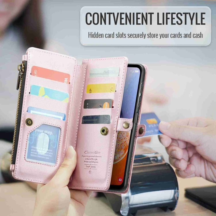 For Samsung Galaxy A14 5G / 4G CaseMe C36 Card Slots Zipper Wallet RFID Anti-theft Leather Phone Case(Pink)