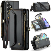 For Samsung Galaxy A15 CaseMe C36 Card Slots Zipper Wallet RFID Anti-theft Leather Phone Case(Black)