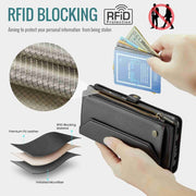 For Samsung Galaxy A22 5G CaseMe C36 Card Slots Zipper Wallet RFID Anti-theft Leather Phone Case(Black)