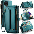 For Samsung Galaxy A22 5G CaseMe C36 Card Slots Zipper Wallet RFID Anti-theft Leather Phone Case(Blue-green) - free shipping - PMC Jewellery - Order now!