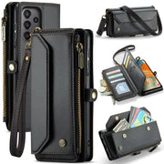 For Samsung Galaxy A23 CaseMe C36 Card Slots Zipper Wallet RFID Anti-theft Leather Phone Case(Black)