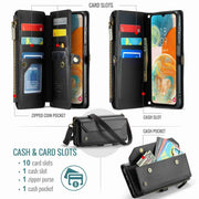 For Samsung Galaxy A23 CaseMe C36 Card Slots Zipper Wallet RFID Anti-theft Leather Phone Case(Black)