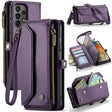 For Samsung Galaxy A23 CaseMe C36 Card Slots Zipper Wallet RFID Anti-theft Leather Phone Case(Purple) - free shipping - PMC Jewellery - Order now!
