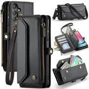 For Samsung Galaxy A24 CaseMe C36 Card Slots Zipper Wallet RFID Anti-theft Leather Phone Case(Black)