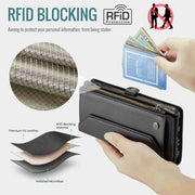 For Samsung Galaxy A24 CaseMe C36 Card Slots Zipper Wallet RFID Anti-theft Leather Phone Case(Black)