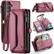 For Samsung Galaxy A24 CaseMe C36 Card Slots Zipper Wallet RFID Anti-theft Leather Phone Case(Wine Red) - free shipping - PMC Jewellery - Order now!