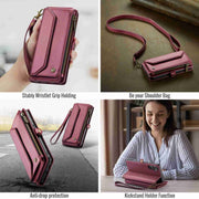 For Samsung Galaxy A24 CaseMe C36 Card Slots Zipper Wallet RFID Anti-theft Leather Phone Case(Wine Red)