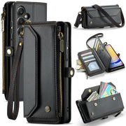 For Samsung Galaxy A25 CaseMe C36 Card Slots Zipper Wallet RFID Anti-theft Leather Phone Case(Black)