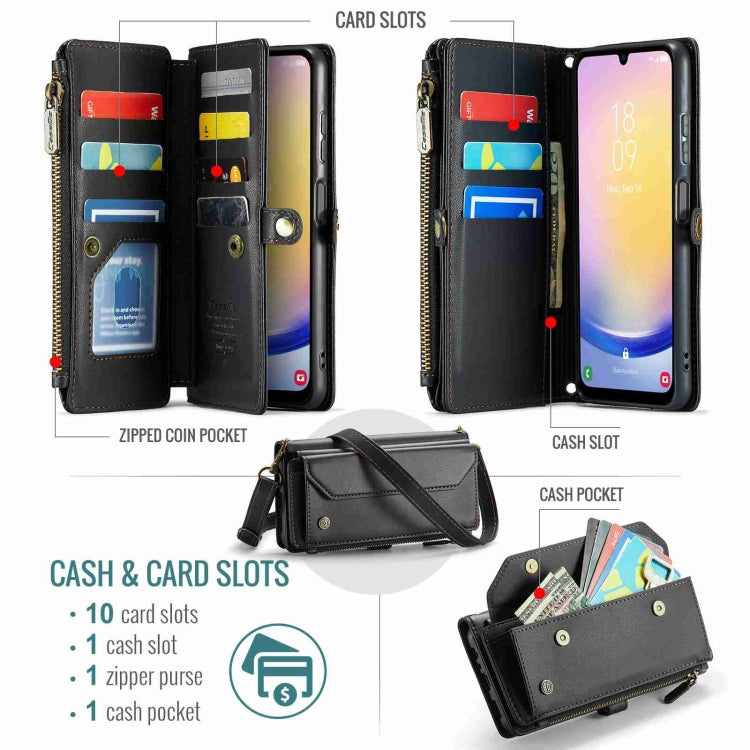 For Samsung Galaxy A25 CaseMe C36 Card Slots Zipper Wallet RFID Anti-theft Leather Phone Case(Black) - free shipping - PMC Jewellery - Order now!