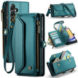 For Samsung Galaxy A25 CaseMe C36 Card Slots Zipper Wallet RFID Anti-theft Leather Phone Case(Blue-green) - free shipping - PMC Jewellery - Order now!