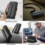 For Samsung Galaxy A30s / A50s / A50 CaseMe C36 Card Slots Zipper Wallet RFID Anti-theft Leather Phone Case(Black)